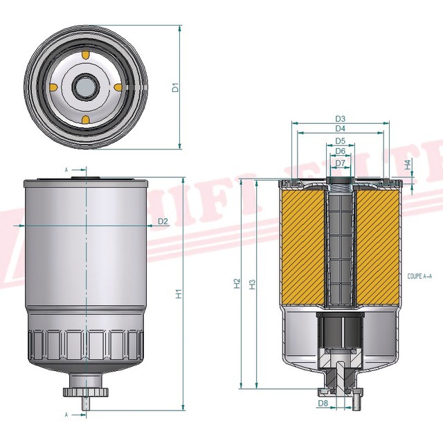 Filtre A Gasoil Separateur D'eau SN 80047 Hifi Filter référence fournisseur HIFSN80047